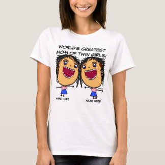 Mum Of Twin Girls Cartoon T-Shirt