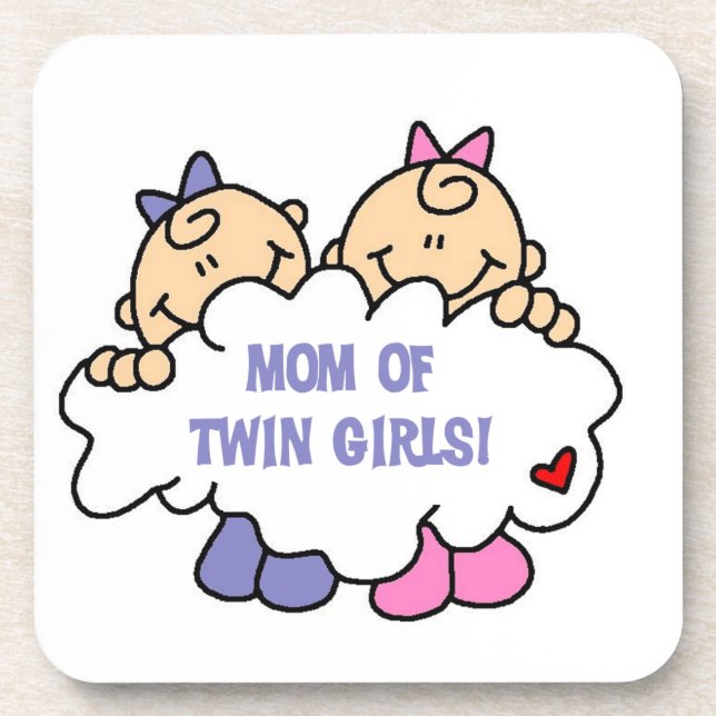 Mum of Twin Girls T-shirts and Gifts Coaster (Front)