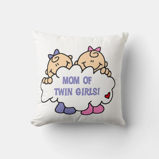 Mum of Twin Girls T-shirts and Gifts Cushion (Front)