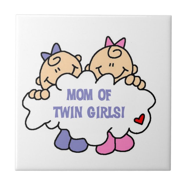 Mum of Twin Girls T-shirts and Gifts Tile (Front)