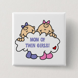 Mum of Twin Girls Tshirts and Gifts 15 Cm Square Badge