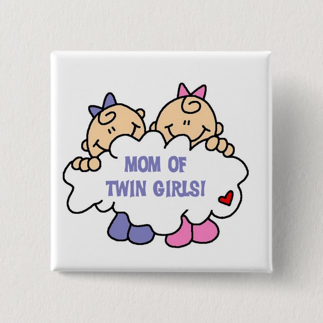 Mum of Twin Girls Tshirts and Gifts 15 Cm Square Badge (Front)