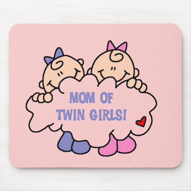 Mum of Twin Girls Tshirts and Gifts Mouse Mat (Front)