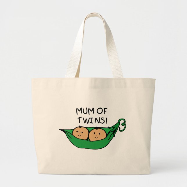 Mum of Twin Pod Large Tote Bag (Front)