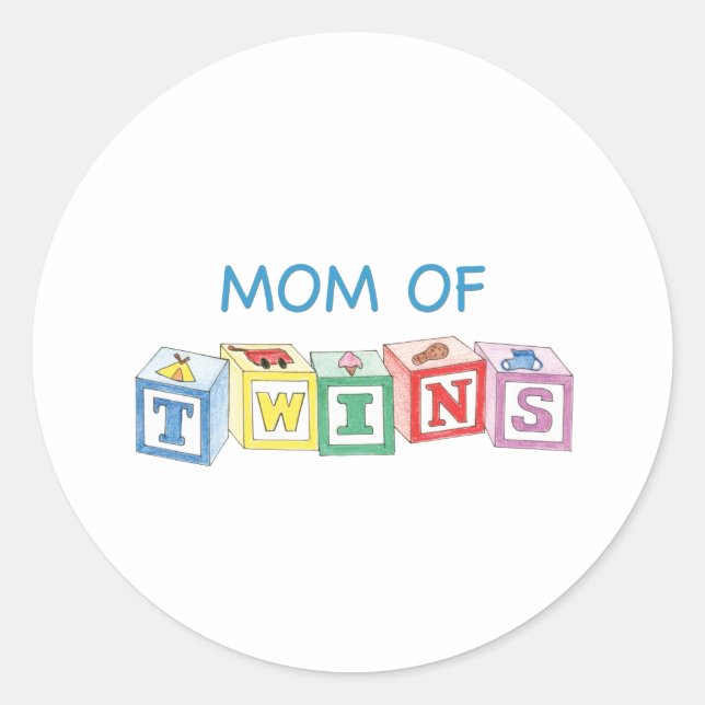 Mum of Twins Blocks Classic Round Sticker (Front)
