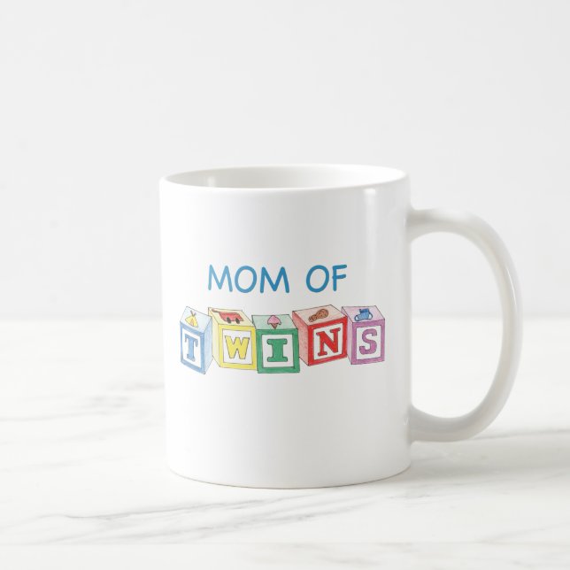 Mum of Twins Blocks Coffee Mug (Right)