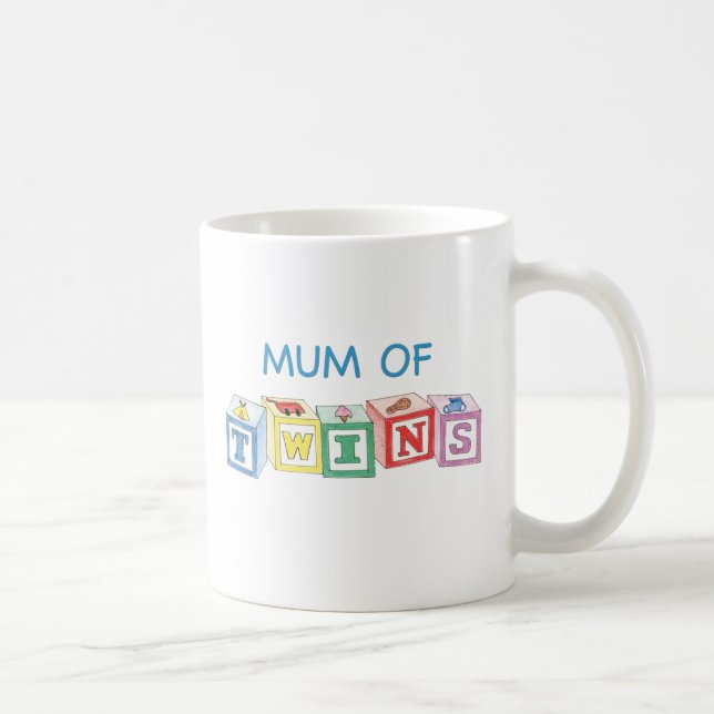 Mum of Twins Blocks Coffee Mug (Right)