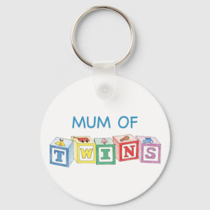 Mum of Twins Blocks Key Ring