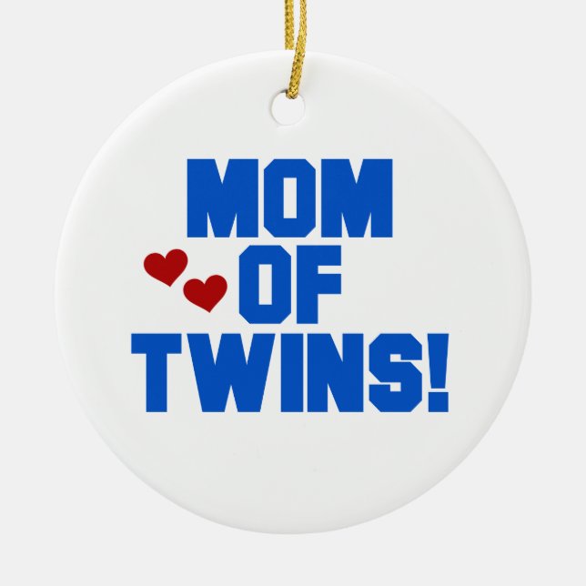 Mum of Twins Blue Text Gifts Ceramic Tree Decoration (Front)