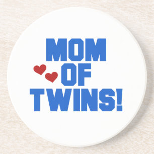 Mum of Twins Blue Text Gifts Coaster