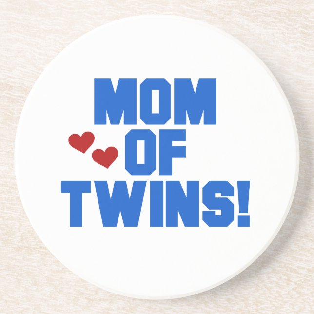 Mum of Twins Blue Text Gifts Coaster (Front)