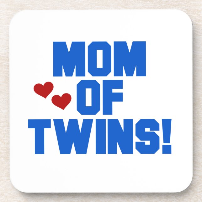 Mum of Twins Blue Text Gifts Coaster (Front)