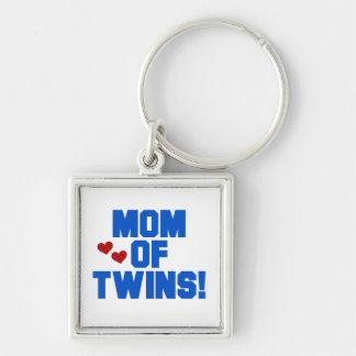 Mum of Twins Blue Text Gifts Key Ring