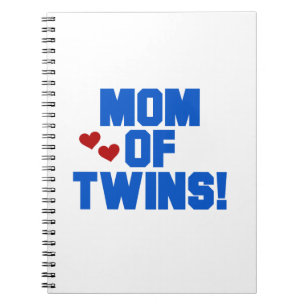 Mum of Twins Blue Text Gifts Notebook