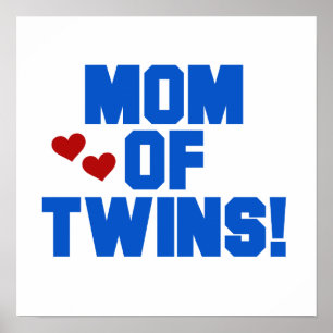 Mum of Twins Blue Text Gifts Poster