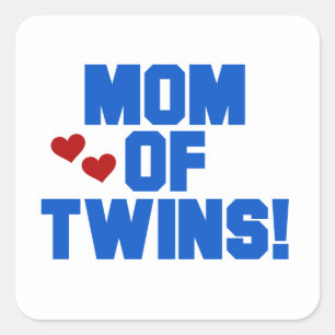 Mum of Twins Blue Text Gifts Square Sticker