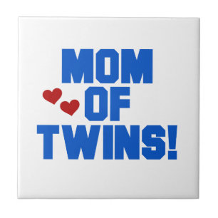 Mum of Twins Blue Text Gifts Tile