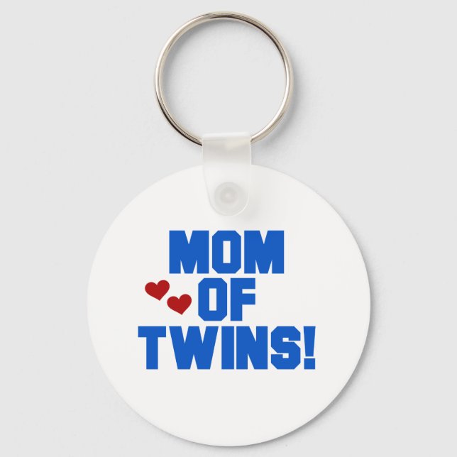 Mum of Twins-Blue Text Tshirts and Gifts Key Ring (Front)