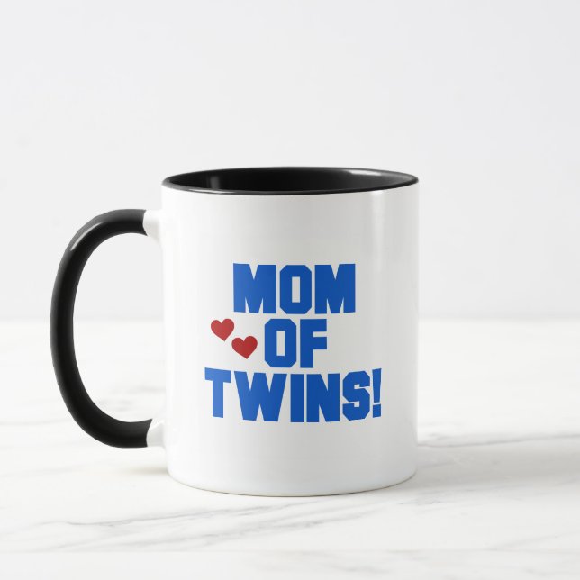 Mum of Twins-Blue Text Tshirts and Gifts Mug (Left)