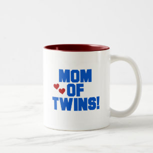 Mum of Twins-Blue Text Tshirts and Gifts Two-Tone Coffee Mug