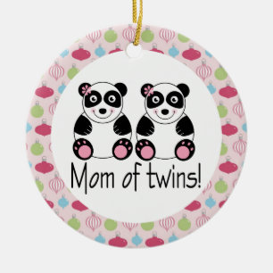 Mum Of Twins Panda Christmas Keepsake Ornament