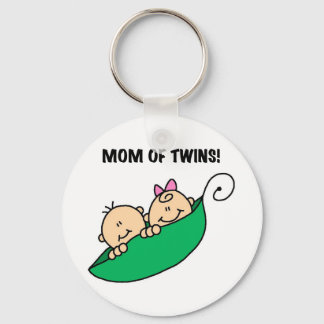 Mum of Twins-Peas in a Pod Tshirts and Gifts Key Ring
