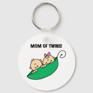 Mum of Twins-Peas in a Pod Tshirts and Gifts Key Ring