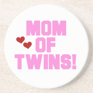 Mum of Twins Pink Text Gifts Coaster