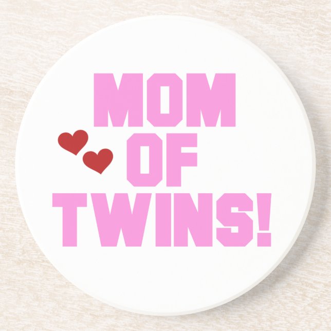 Mum of Twins Pink Text Gifts Coaster (Front)
