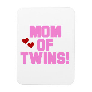 Mum of Twins Pink Text Gifts Magnet