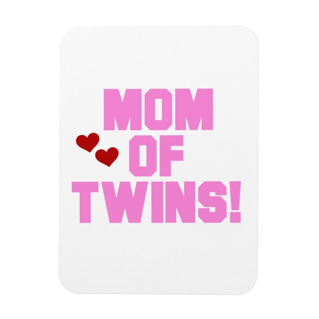 Mum of Twins Pink Text Gifts Magnet (Vertical)