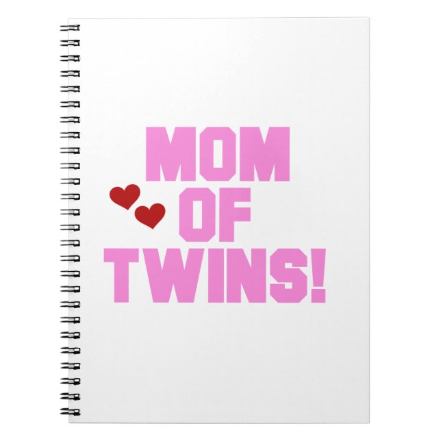 Mum of Twins Pink Text Gifts Notebook (Front)