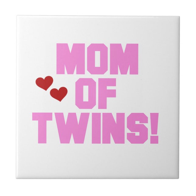 Mum of Twins Pink Text Gifts Tile (Front)