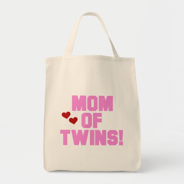 Mum of Twins-Pink Text Tshirts and Gifts Tote Bag (Front)