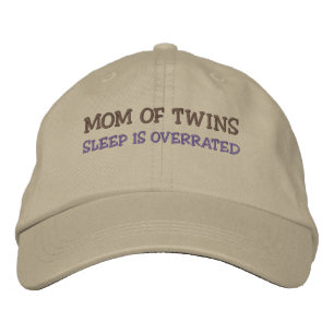 Mum of Twins SLEEP IS OVERRATED Embroidered Hat