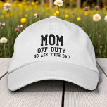 Mum Off Duty Simple Modern Typography Custom Embroidered Hat<br><div class="desc">Mum Off Duty Simple Modern Typography Custom Embroidered Baseball Cap features the simple modern embroidered text "Mum,  off duty,  Go ask your dad Perfect as a gift for mum for Mother's Day,  Christmas,  birthday and more. Created by Evco Studio www.zazzle.com/store/evcostudio</div>