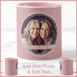 Mum One Photo & Text Dusty Rose Pink C91 Two Tone Mug