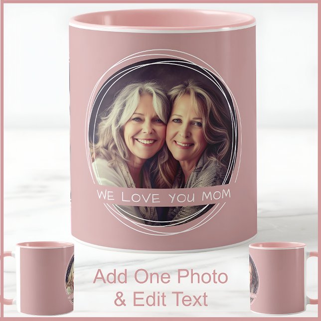 Mum One Photo & Text Dusty Rose Pink C91 Two Tone Mug (Creator Uploaded)