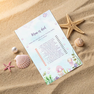 Mum or Dad Game Card - Pearls Baby Shower 