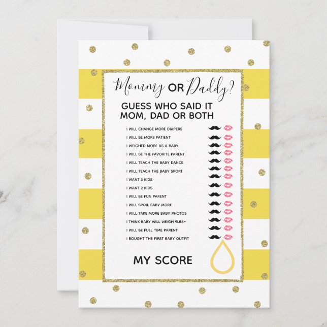 mum or dad know bridal baby shower game invitation (Front)