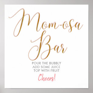 Mum-osa Bar Gold Glitter Script Text Poster