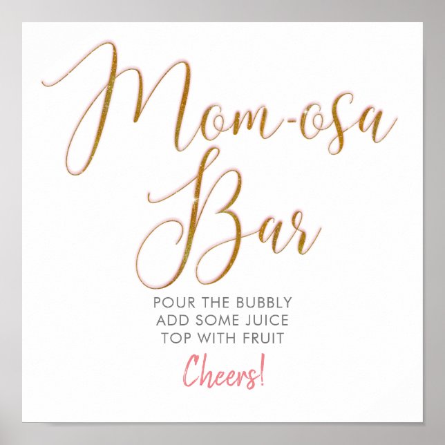 Mum-osa Bar Gold Glitter Script Text Poster (Front)