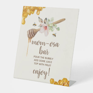 Mum-osa Bar Honey Bee Baby Shower  Pedestal Sign