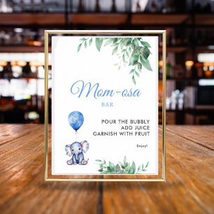 Mum-osa bar It's a Boy Elephant Baby Shower Poster