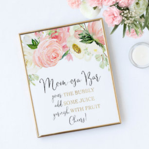 Mum-osa bar mimosa bar pink gold floral poster