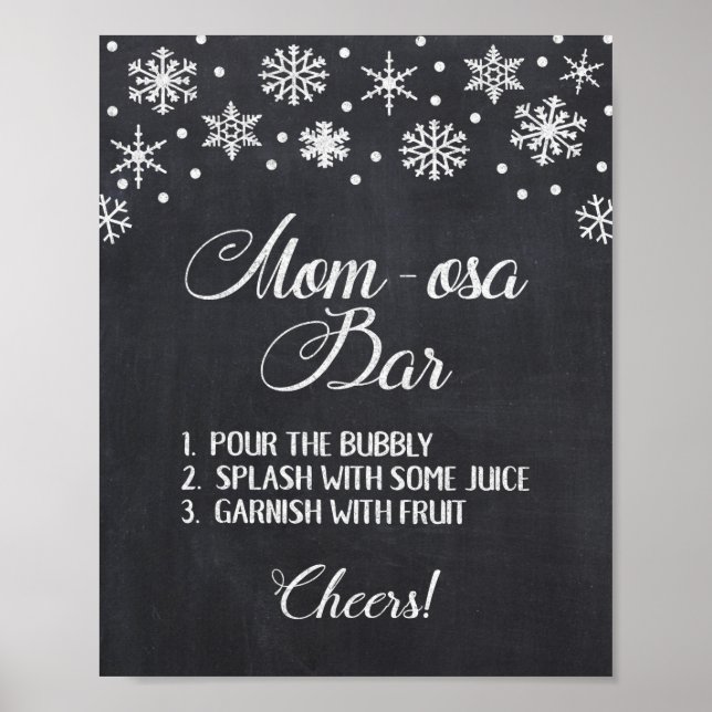 Mum-osa Bar Winter Chalkboard Snowflakes Sign (Front)