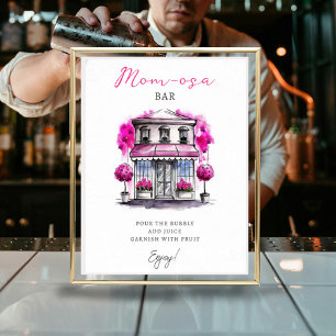 Mum-osa Bonjour Bebe Paris French Pink Baby Shower Poster