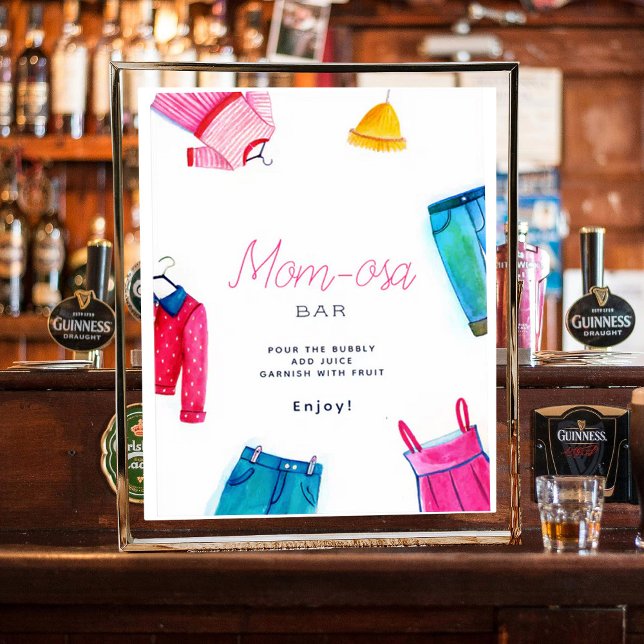 Mum-osa Hello Baby Pink Blue Clothes Baby Shower Poster (Creator Uploaded)