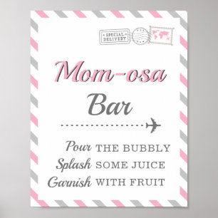 Mum-osa Mimosa Bar Drink Travel Aeroplane Party Poster