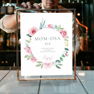 Mum-osa Spring Flowers Pink Girl Baby Shower Poster